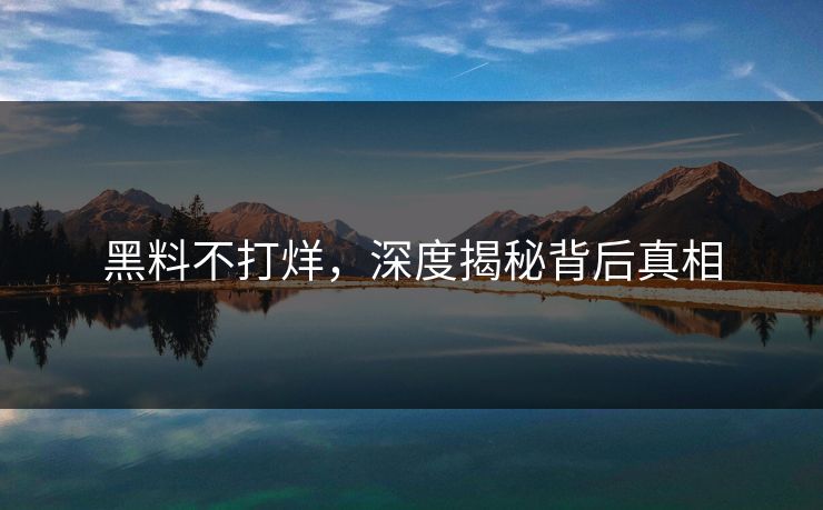 黑料不打烊，深度揭秘背后真相
