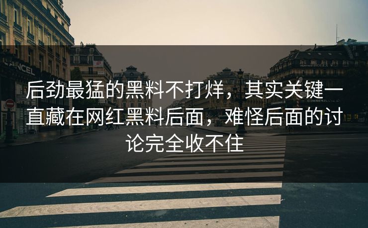 后劲最猛的黑料不打烊，其实关键一直藏在网红黑料后面，难怪后面的讨论完全收不住