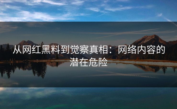 从网红黑料到觉察真相：网络内容的潜在危险  第1张