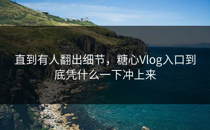 直到有人翻出细节，糖心Vlog入口到底凭什么一下冲上来