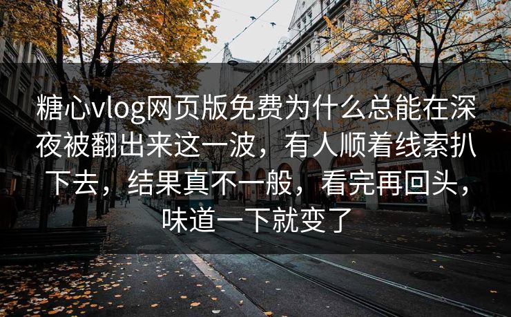 糖心vlog网页版免费为什么总能在深夜被翻出来这一波，有人顺着线索扒下去，结果真不一般，看完再回头，味道一下就变了