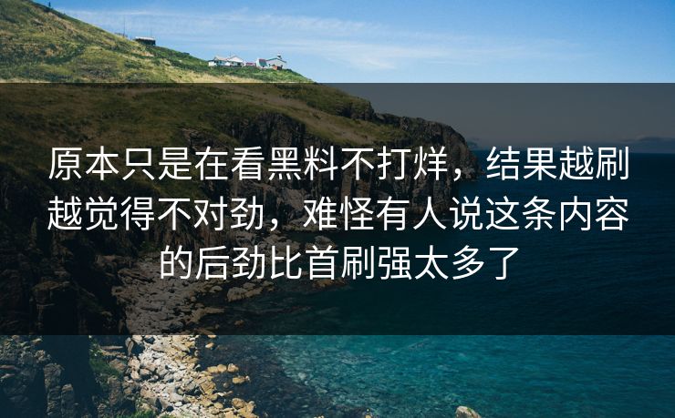 原本只是在看黑料不打烊，结果越刷越觉得不对劲，难怪有人说这条内容的后劲比首刷强太多了  第1张