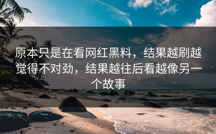 原本只是在看网红黑料，结果越刷越觉得不对劲，结果越往后看越像另一个故事
