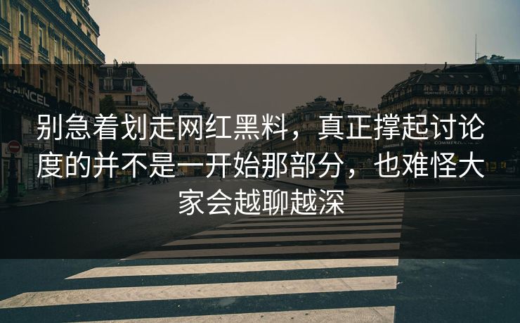 别急着划走网红黑料，真正撑起讨论度的并不是一开始那部分，也难怪大家会越聊越深