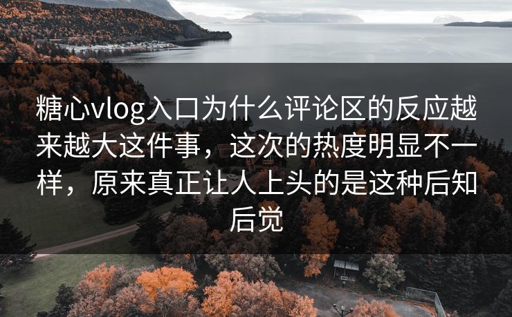 糖心vlog入口为什么评论区的反应越来越大这件事，这次的热度明显不一样，原来真正让人上头的是这种后知后觉  第1张